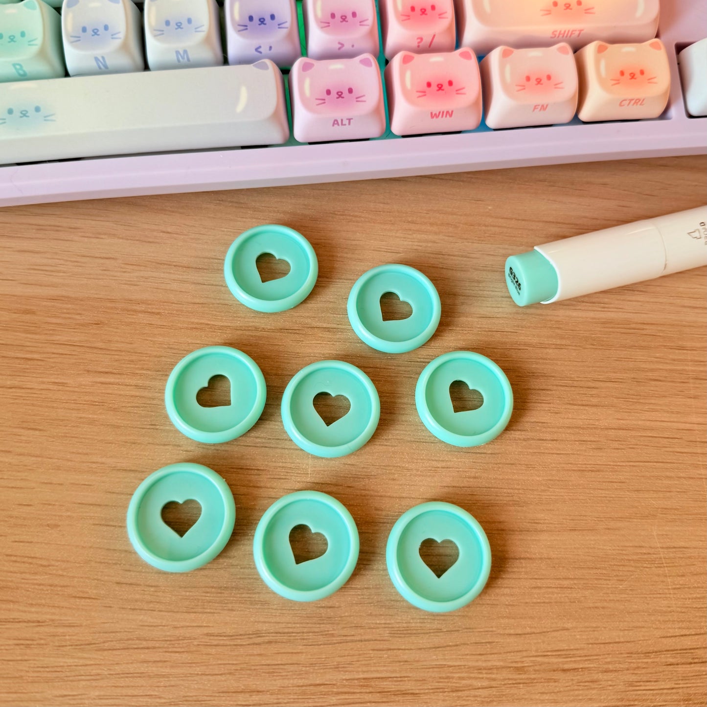 Set de 8 disques plastique pastel - Cœur Bleu