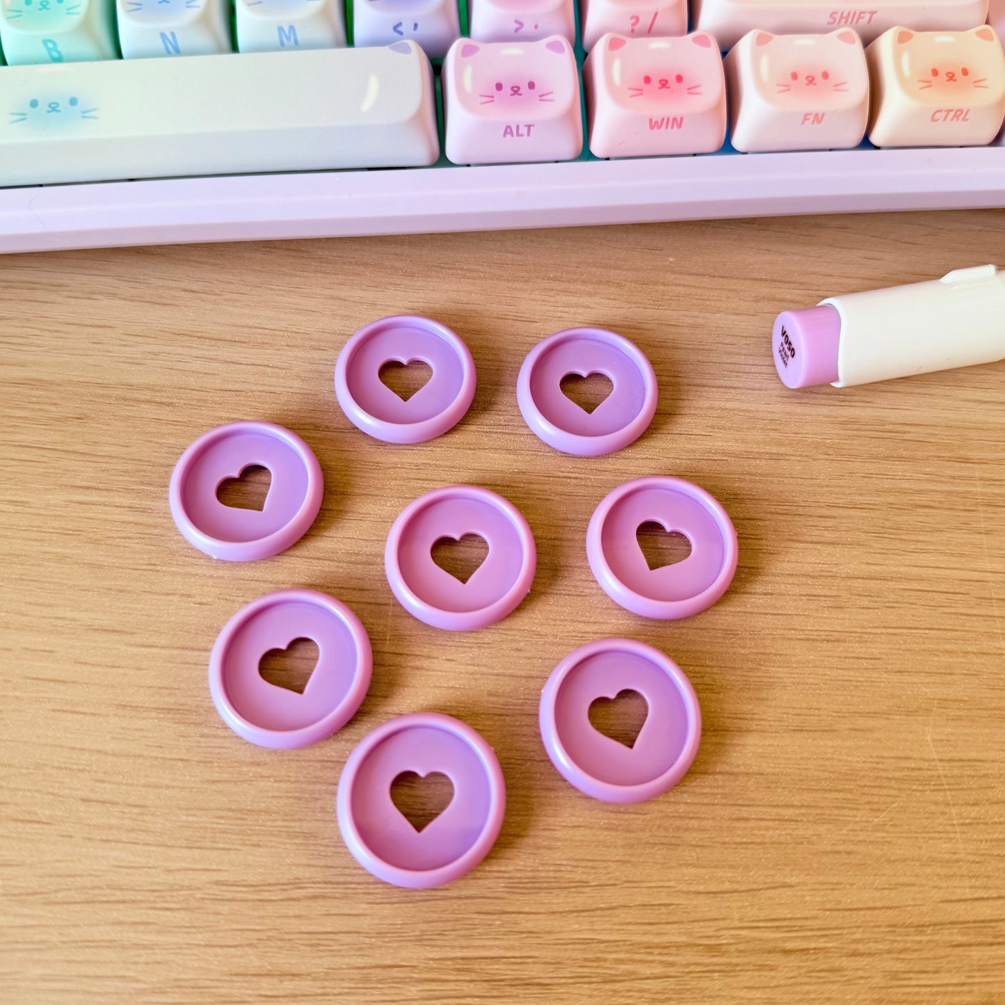 Set de 8 disques plastique pastel –  Cœur Violet