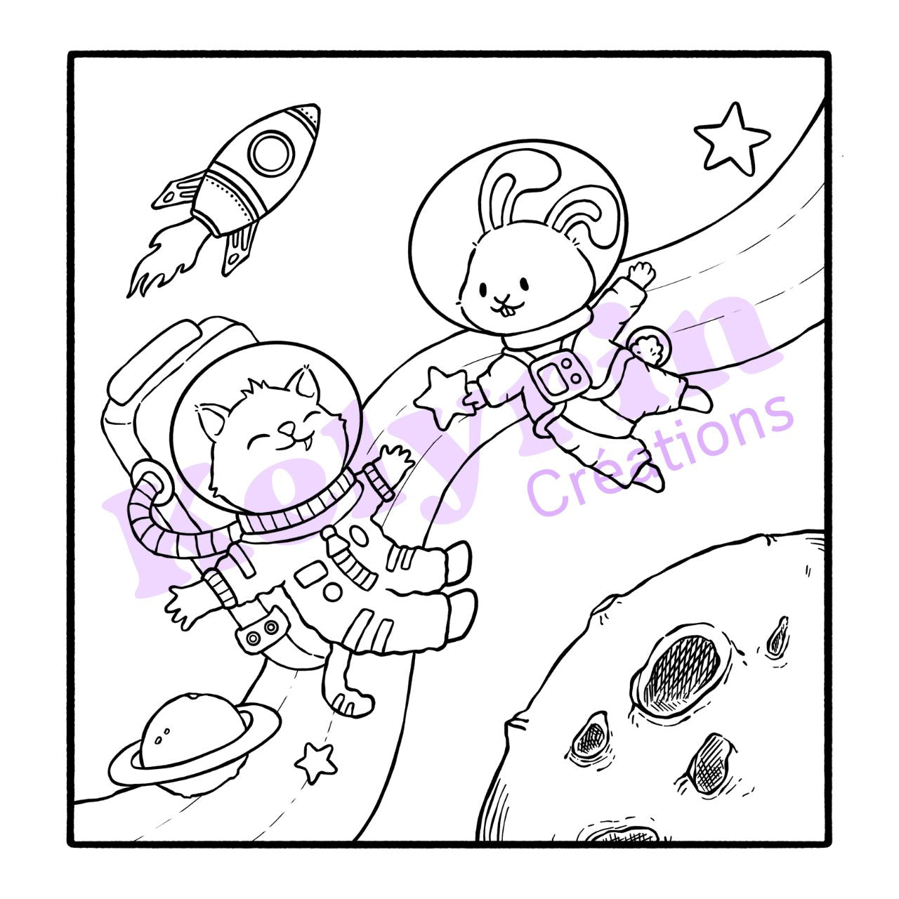 Page de coloriage - Amitié stellaire