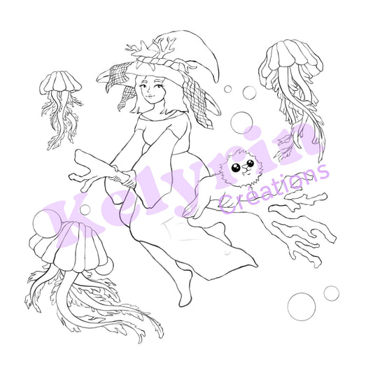 Page de coloriage - Sorcière des mers