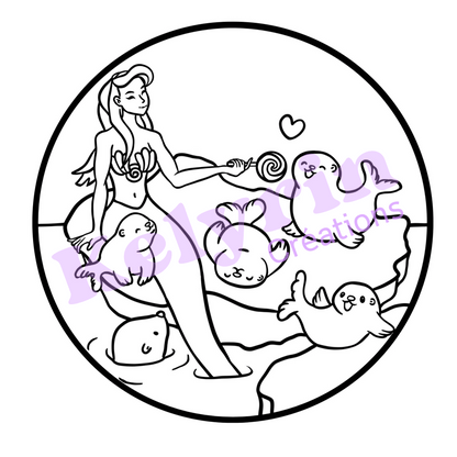 Page de coloriage - Sirène bébé phoques