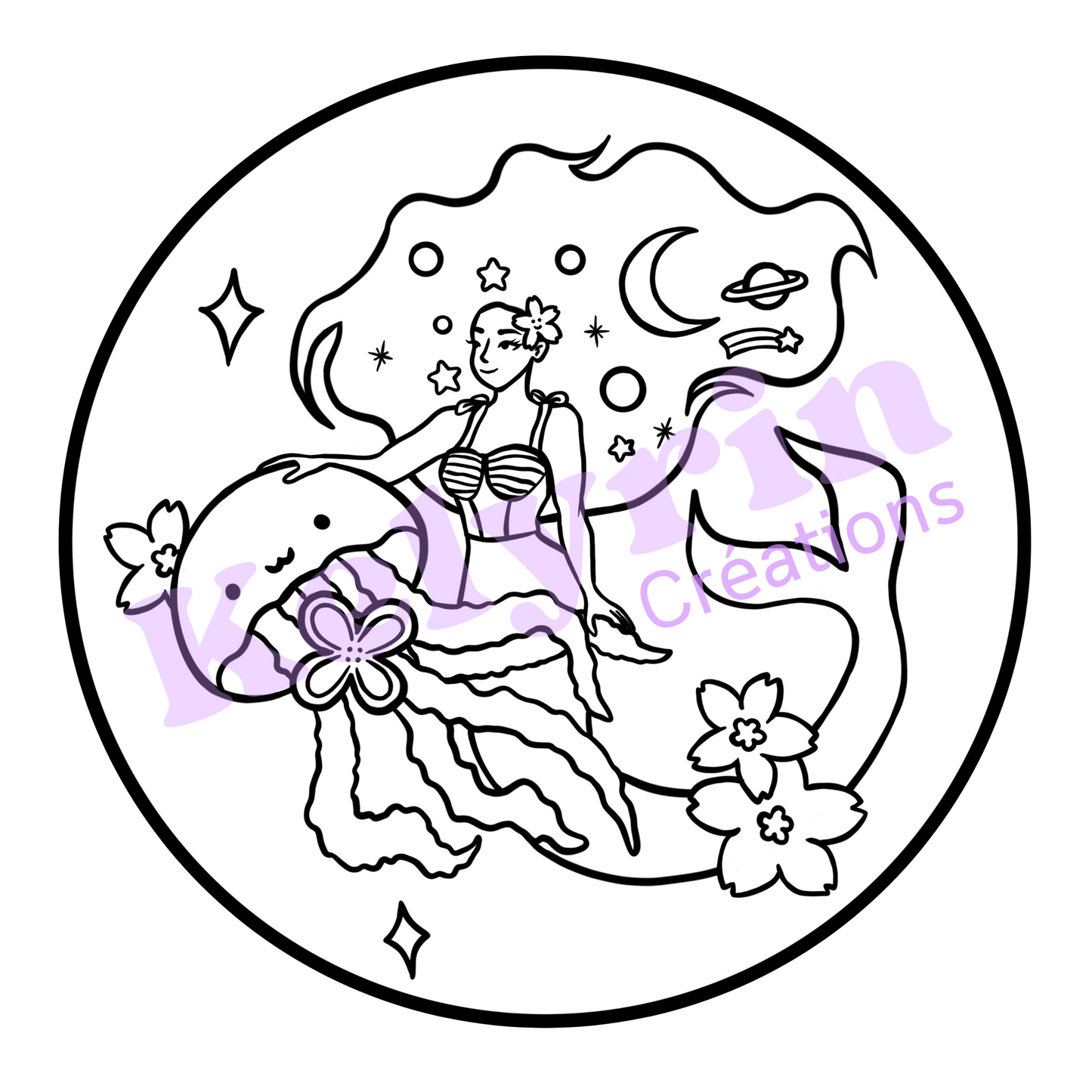 Page de coloriage - Sirène méduse