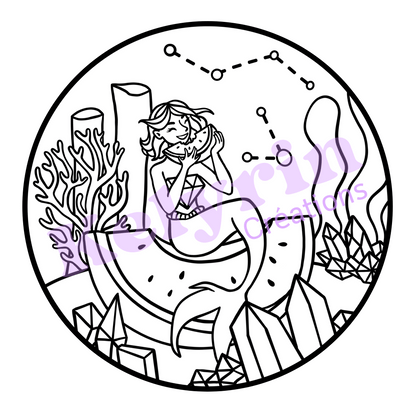 Page de coloriage - Sirène pastèque