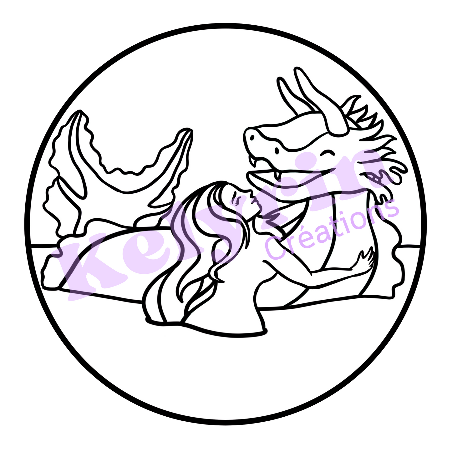 Page de coloriage - Sirène dragon