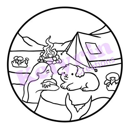Page de coloriage - Sirène camping