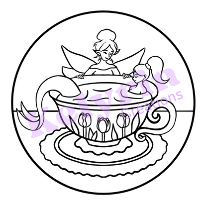 Page de coloriage - Sirène tasse de thé