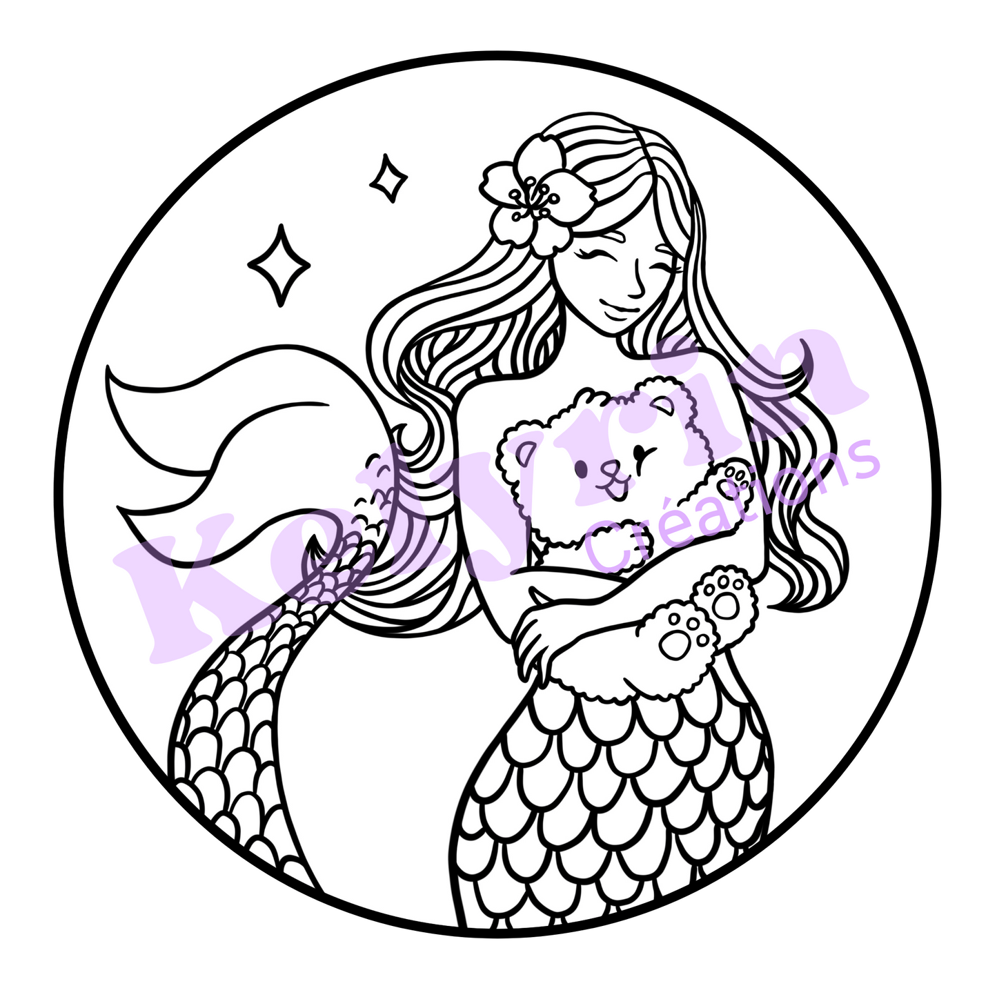 Page de coloriage - Sirène nounours