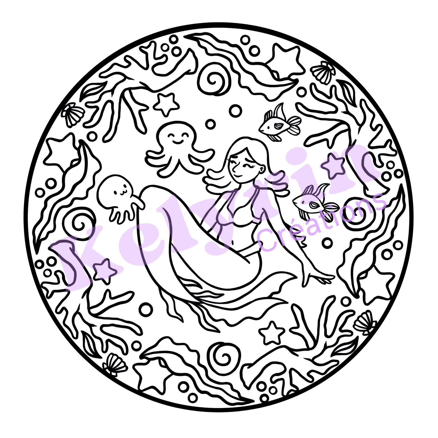 Page de coloriage - Sirène ornements