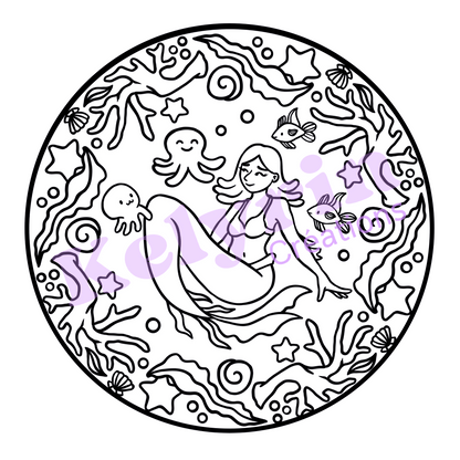 Page de coloriage - Sirène ornements