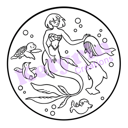 Page de coloriage - Sirène bébés animaux