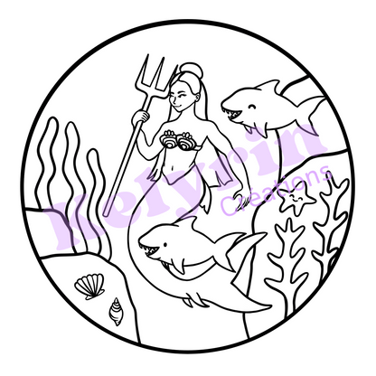 Page de coloriage - Sirène requins