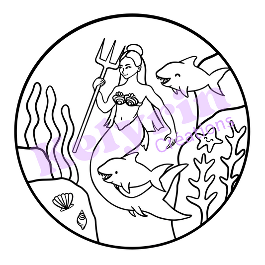 Page de coloriage - Sirène requins