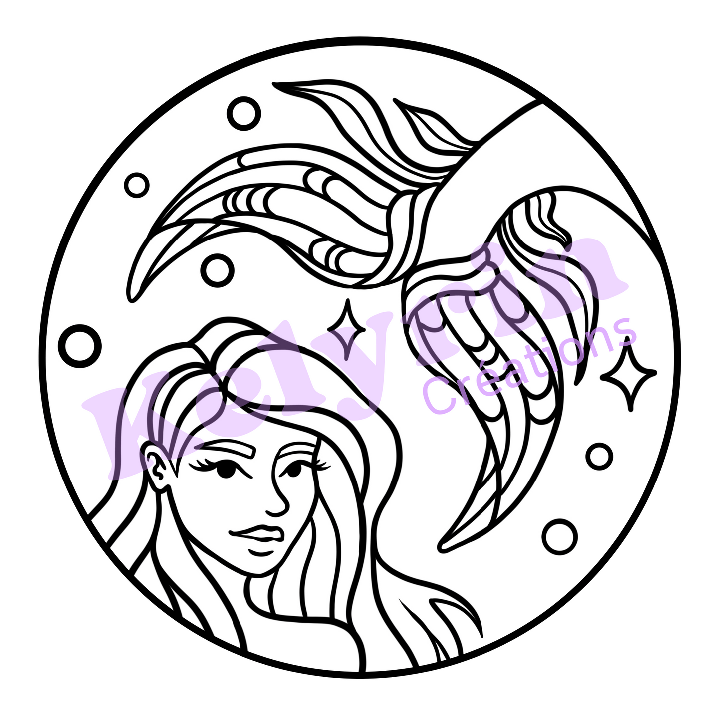 Page de coloriage - Sirène portrait