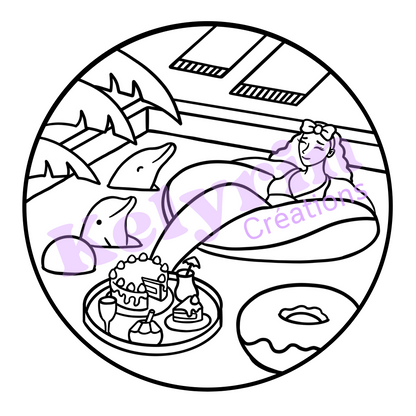 Page de coloriage - Sirène piscine