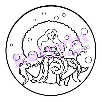Page de coloriage - Sirène pieuvre