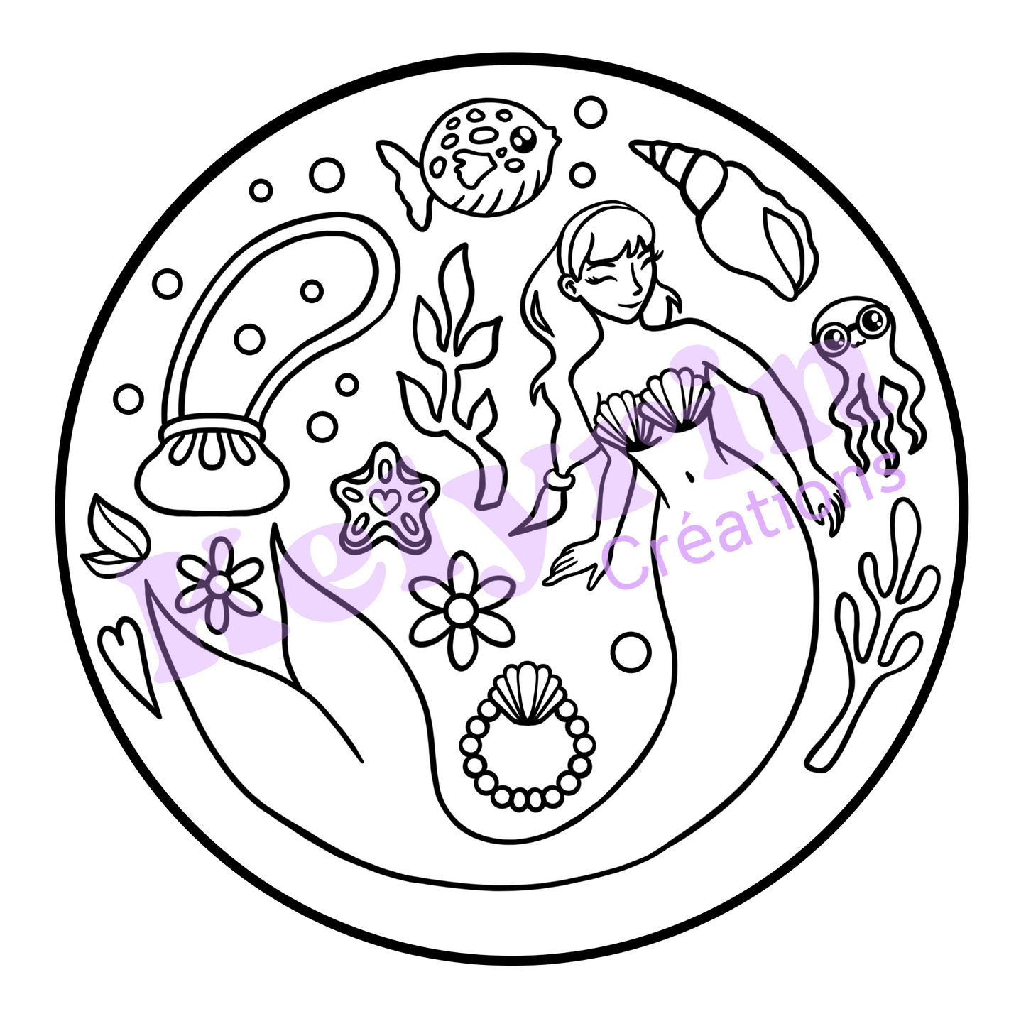 Page de coloriage - Sirène collectionneuse