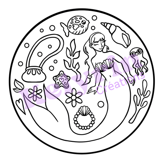 Page de coloriage - Sirène collectionneuse