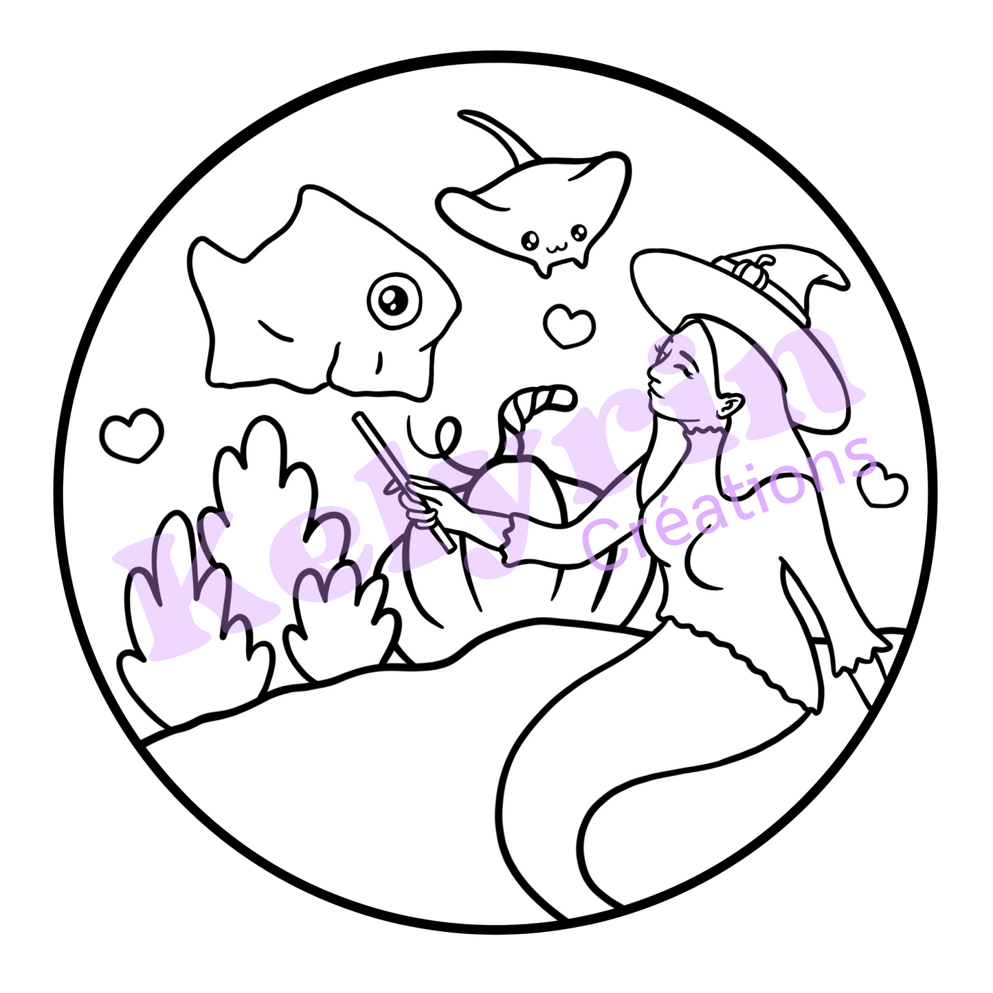 Page de coloriage - Sirène sorcière fantôme