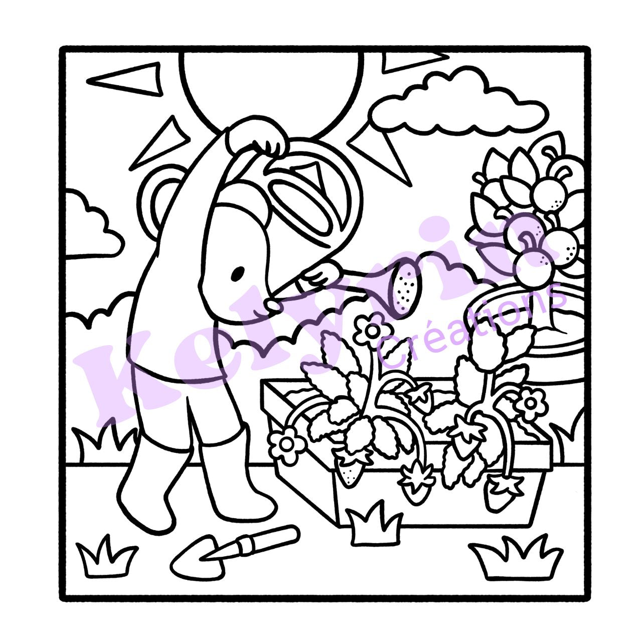Page de coloriage - La souris et ses fraises