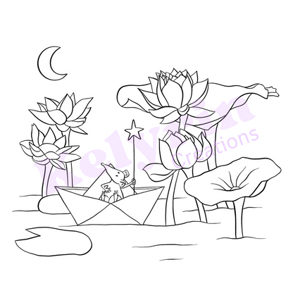 Page de coloriage - Souris bateau