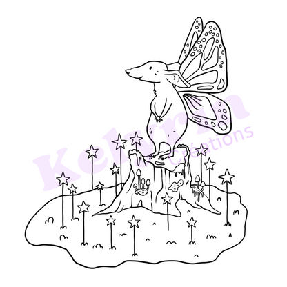 Page de coloriage - Souris fée papillon