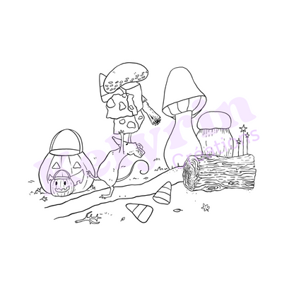 Page de coloriage - Souris prépare Halloween