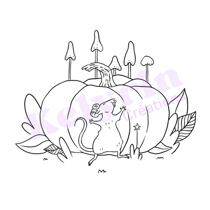 Page de coloriage - Souris citrouille géante