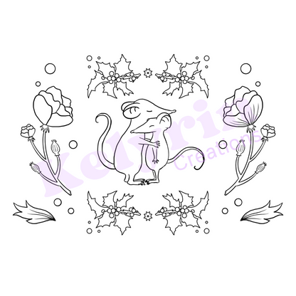 Page de coloriage - Souris câlin